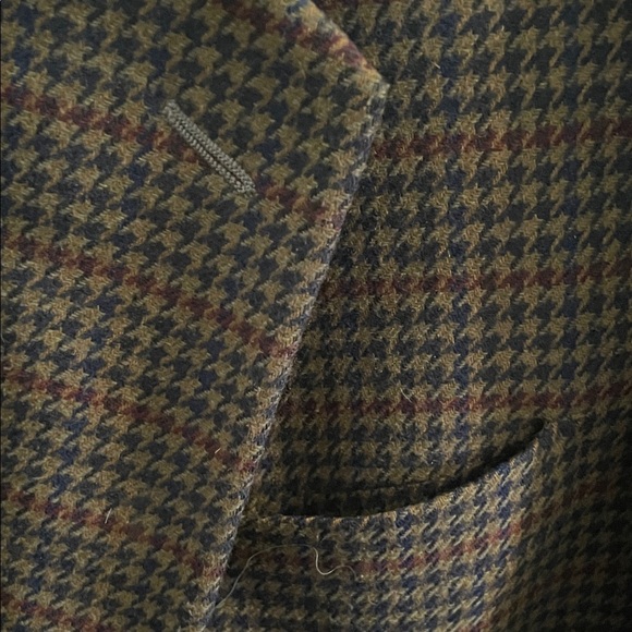 E. DeSimone Classic Brown Houndstooth Men's Neapolitan Style Blazer - Picture 12 of 14